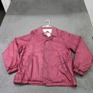 Eagles Ridge Sport Jacket Mens Medium Red Nylon Snap Coach Windbreaker Lined